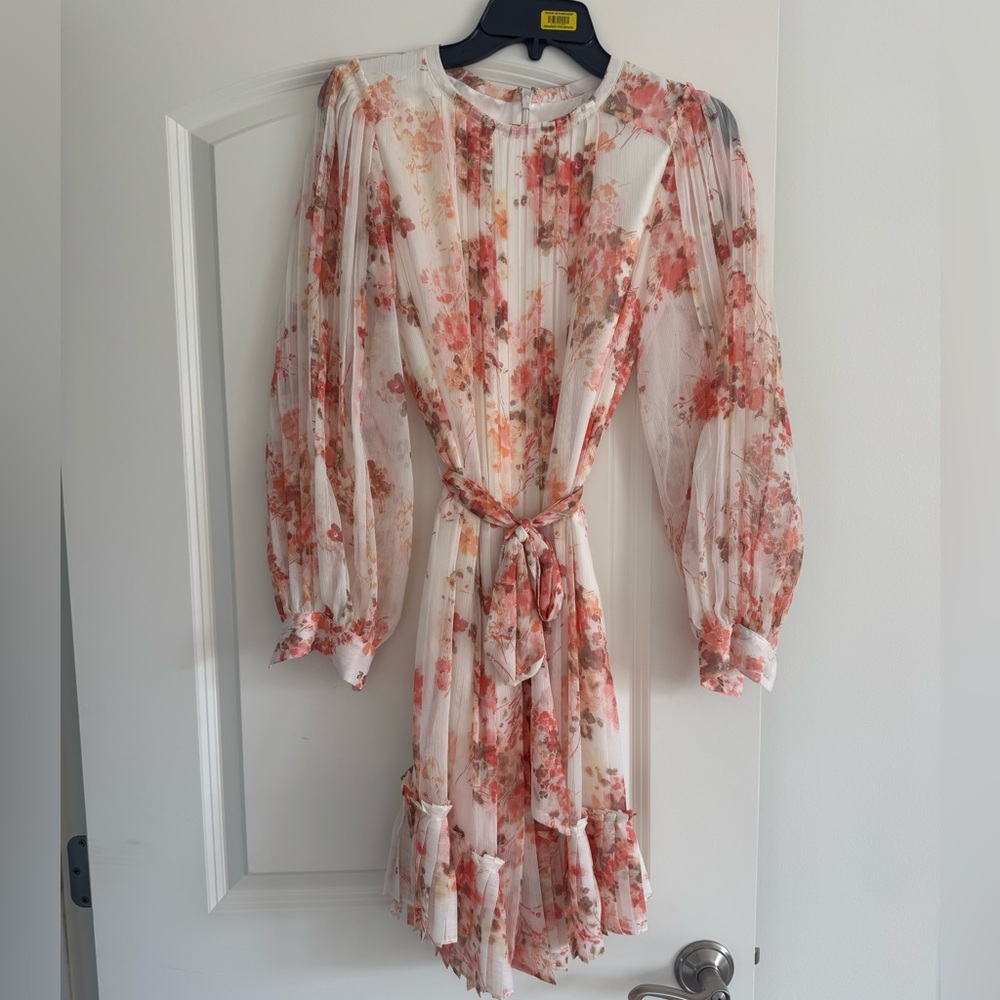 Alex Marie Pink and White Long Sleeve Sundress for Wedding Guest
